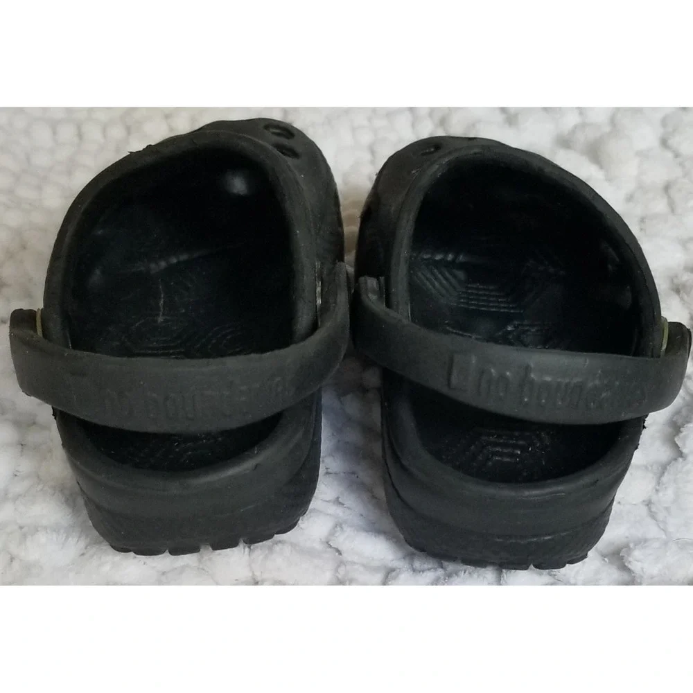 NO BOUNDERIES Infants toddler BLACK Water Shoes/Clog/Sandal W/Back Strap Y2K Vtg